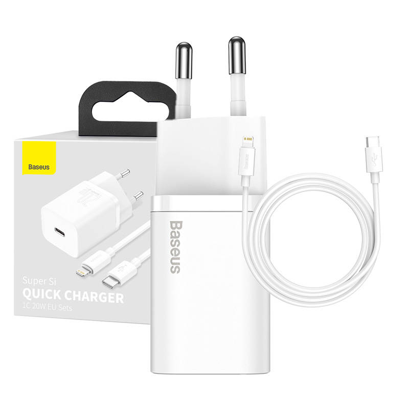 Baseus Super Si Quick Charger 1C 20W s USB-C kabelom za Lightning 1m (bijeli)