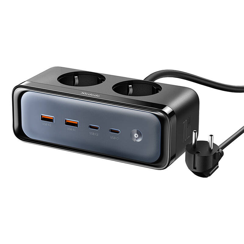 Razdjelnik s 2 utičnice 6u1, 2x USB-C, 2x USB-A Mcdodo CH-4610, EU (crni)