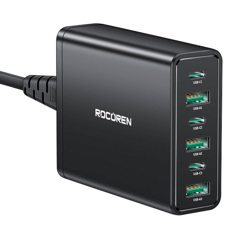 Rocoren punjač 3x USB-C, 3x USB-A, 60W (crni)