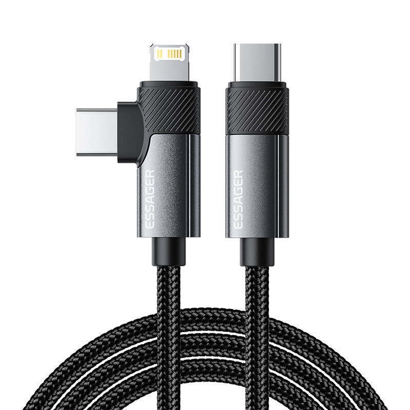 Kabel USB Essager EXCTTL-WL0G-P USB-C na lightning+USB-C 65W 1m (sivo)