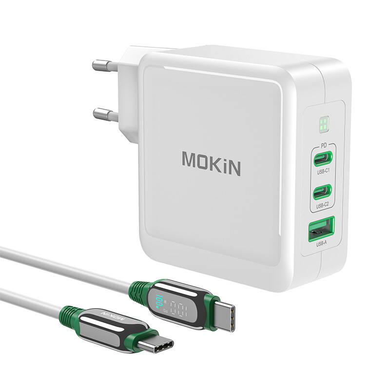 Punjač MOKiN PD140W 2C1A GaN 2xUSB-C 1xUSB-A (crni)