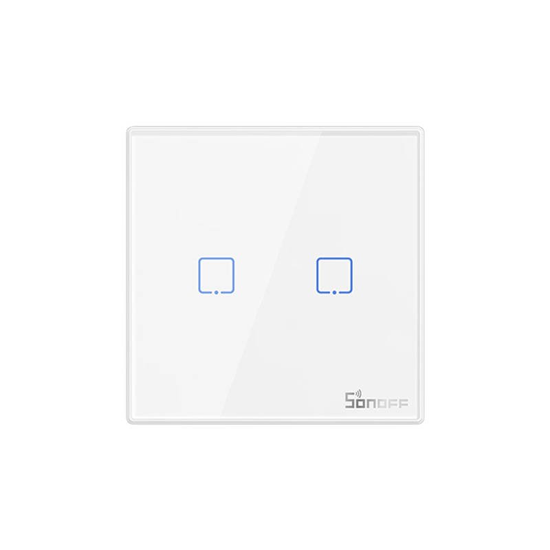 Pametni bežični zidni prekidač Sonoff T2EU2C-RF 433MHz (2-kanalni) (paket od 5 komada)