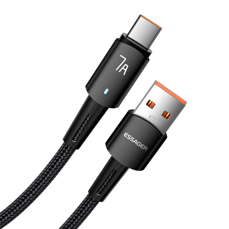 USB-A na USB-C kabel, Essager, EXC7A-CGB01-P, 100 W, 0,5 m (crni)