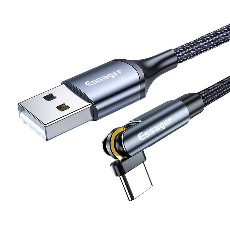 USB-A 3u1 kabel, Essager, EXCCXT-WX0G, USB-C/Lightning/Micro, 15W, 1m (sivo)