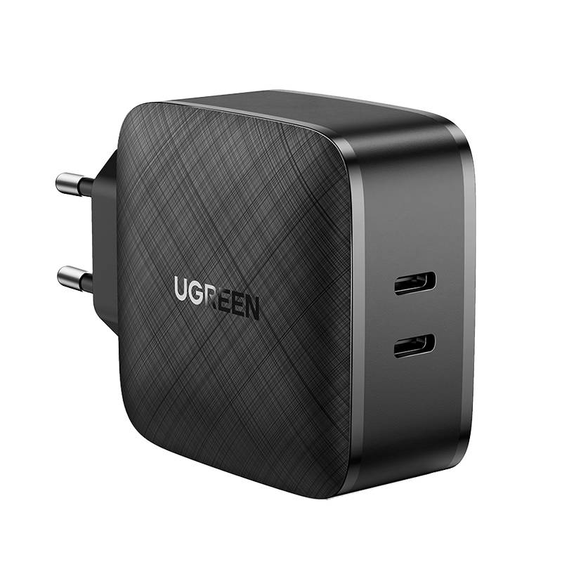 Zidni punjač UGREEN CD216, 2xUSB-C, 66W, PD (crni)