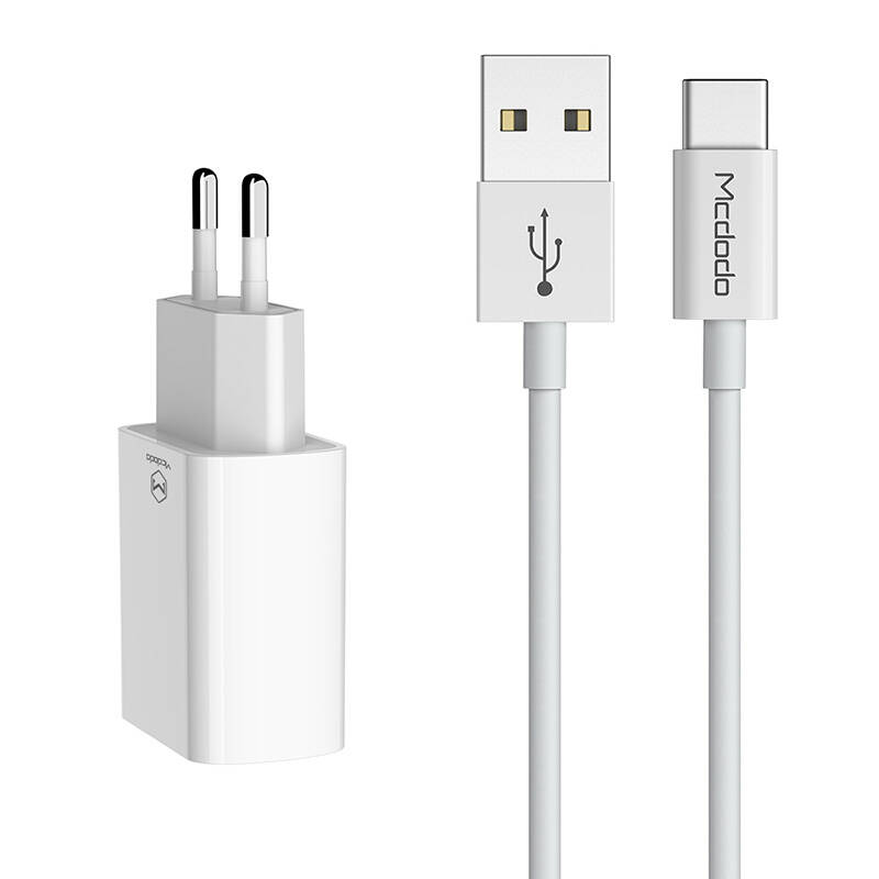 Mcdodo USB Dual Charger CH-6721 (EU) Type-C 1m Putni set (bijeli) (paket od 5 komada)