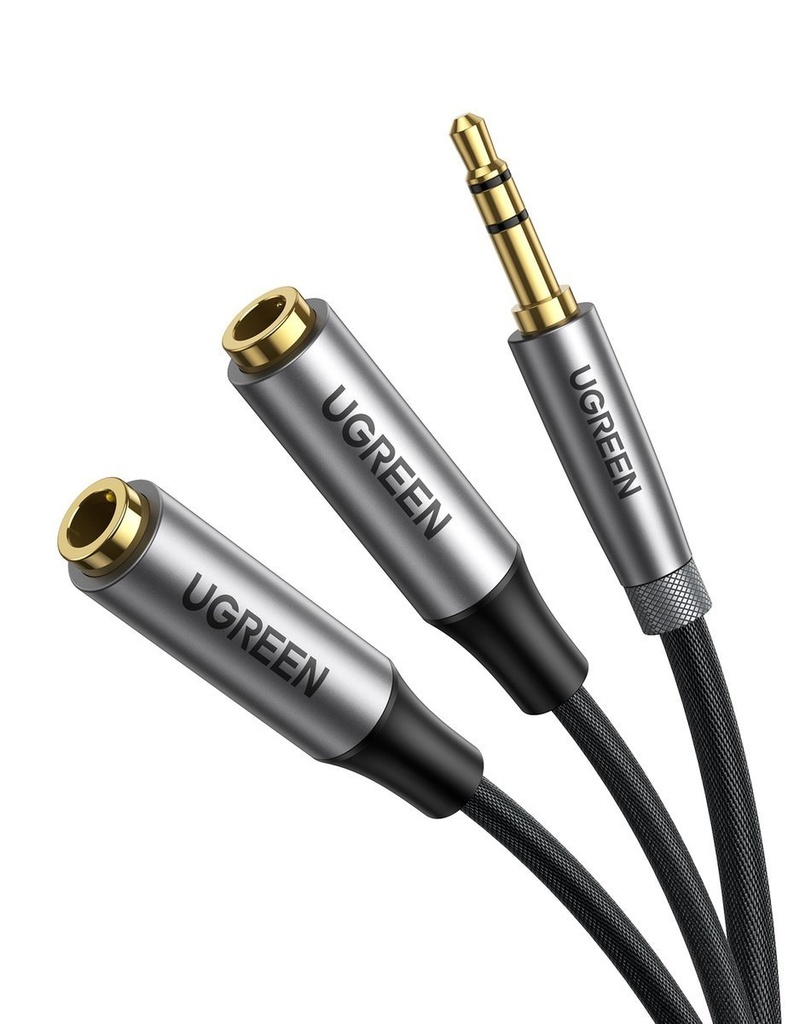 UGREEN AV191 AUX Audio razdjelnik s priključkom 3,5 mm kabel, 20 cm (srebrni) (paket od 5 komada)