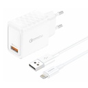 Foneng EU54 USB-A, 3A mrežni punjač (bijeli) + USB-A na Lightning kabel