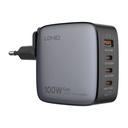 LDNIO Q408 100W USB-A + 3x USB-C mrežni punjač (crni)