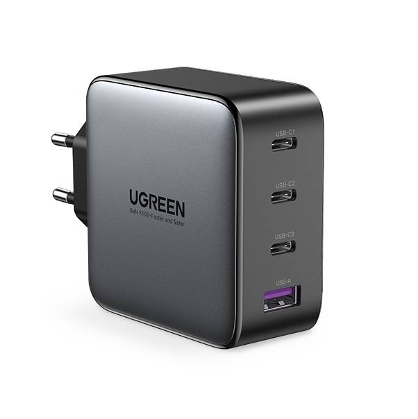 Zidni punjač UGREEN CD226, USB QC3.0, 3x USB-C, 100W, PD (crni)