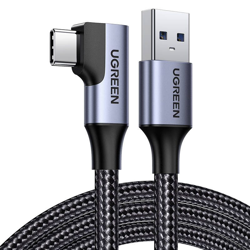 Kutni kabel USB na USB-C UGREEN US385, 3A, 1m (crni)