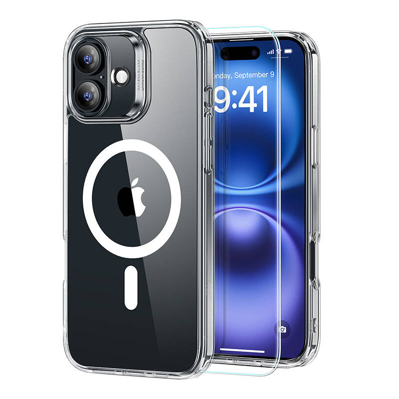 Hybrid Case (HaloLock) ESR za iPhone 16 sa kompletom za zaštitu zaslona (prozirno))