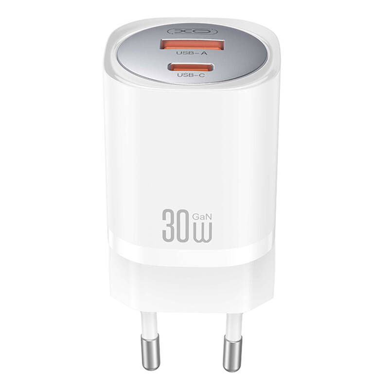 Zidni punjač XO CE21, 30W, GaN, 1x USB-C, 1x USB-A