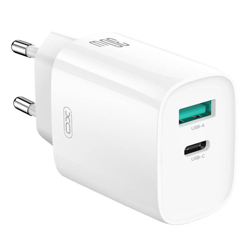 Zidni punjač XO CE30, 30W, 1x USB-C, 1x USB-A