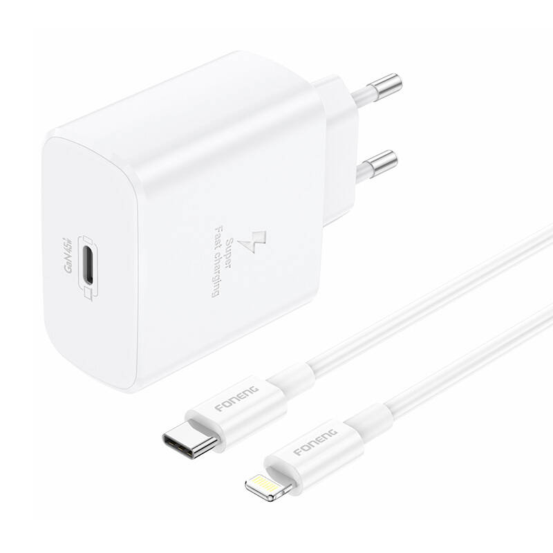 Foneng EU62 45W USB-C mrežni punjač + USB-C na Lightning kabel (bijeli)