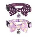 Set ogrlica Dogness za mačke 2 kom (Calamus Purple/Polka Dot Purple)