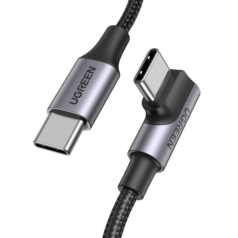 Kutni kabel USB-C na USB-C UGREEN US334 5A, PD 100W, 1m (crni)