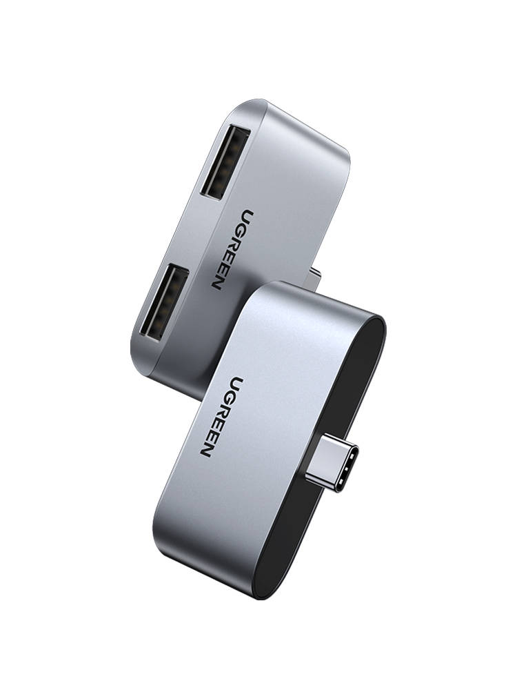 Adapter UGREEN CM412, USB-C na 2x USB 3.0 (sivo)