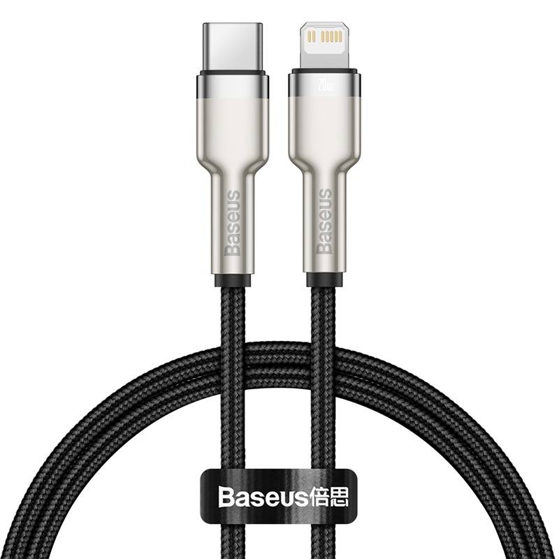USB-C kabel za Lightning Baseus Cafule, PD, 20W, 0,25m (crni) (paket od 5 komada)