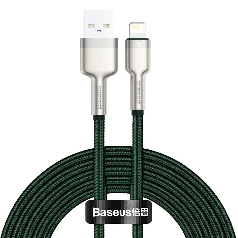 USB kabel za Lightning Baseus Cafule, 2.4A, 2m (zeleni) (paket od 5 komada)