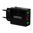 C0028 2*USB-A mrežni punjač s zaslonom (crni)
