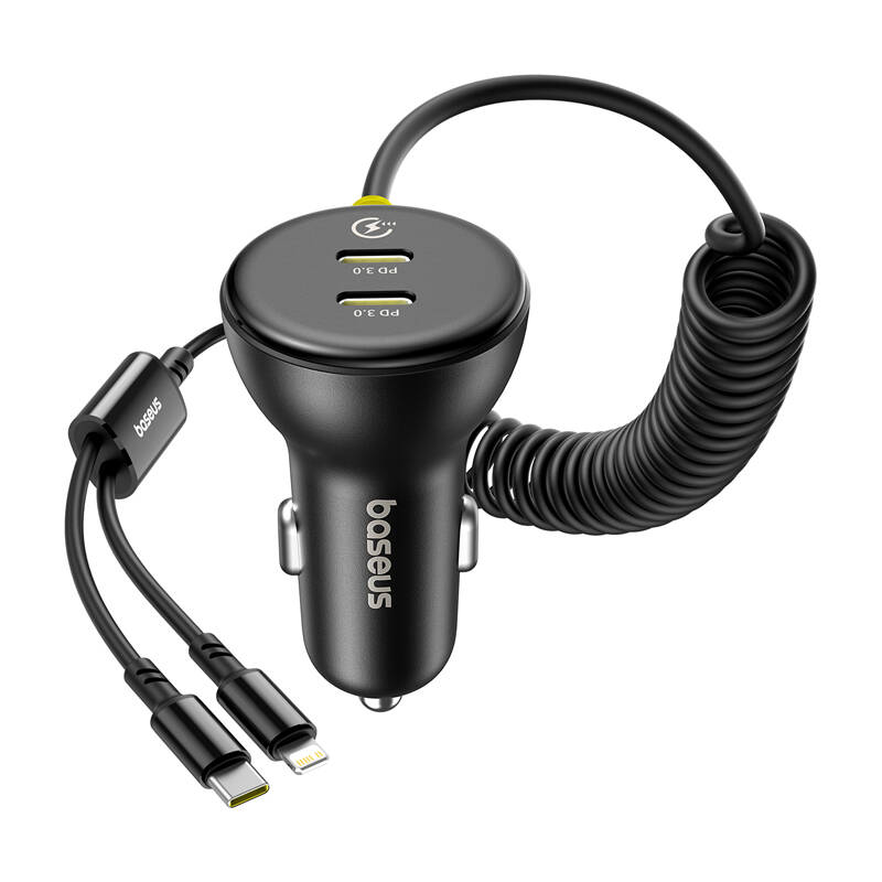 60W Baseus USB-C punjač automobila + Lightning kabel (crni)