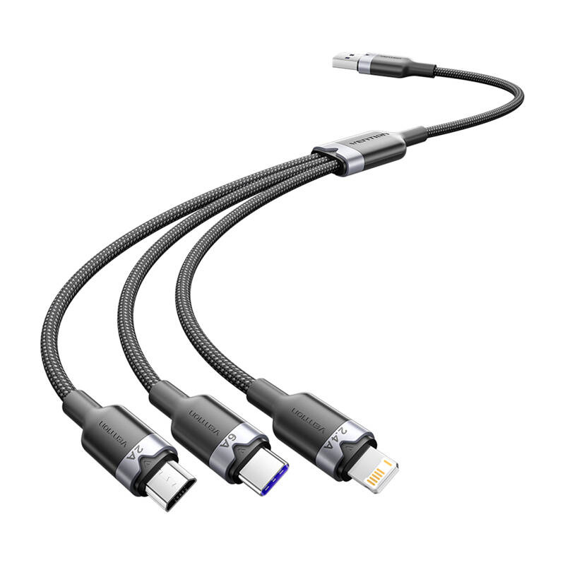 USB 2,0 A do 3-u-1 6A kabelska opcija ctrbg 1,5m (crno)