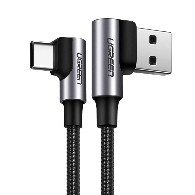 Kutni kabel USB na USB-C UGREEN US176, 3A, 2m (crni)