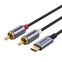 Kabel USB-C na 2x RCA UGREEN CM451 (činč) 1,5 m (crni)