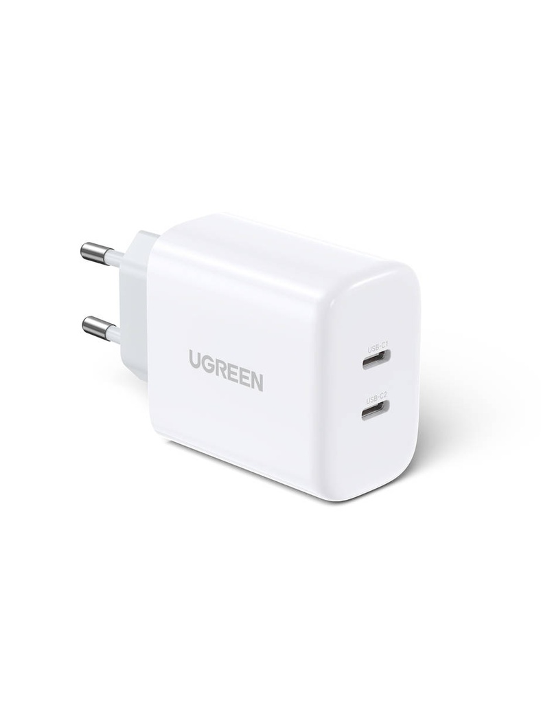 Zidni punjač UGREEN CD243, 2x USB-C, 40W (bijeli)