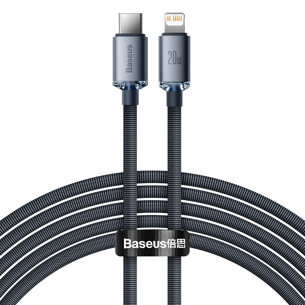Baseus Crystal Shine kabel USB-C na Lightning, 20W, PD, 2m (crni) (paket od 5 komada)