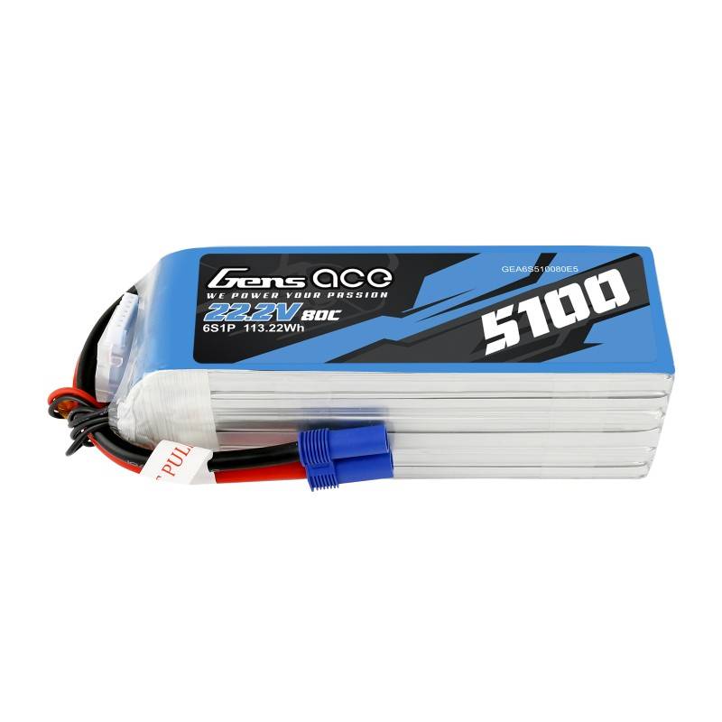 Baterija GensAce 5100mAh 22.2V 80C 6S1P EC5