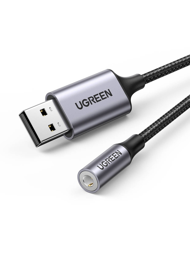 Audio adapter UGREEN CM477, USB na Mini Jack 3,5 mm AUX (sivo)