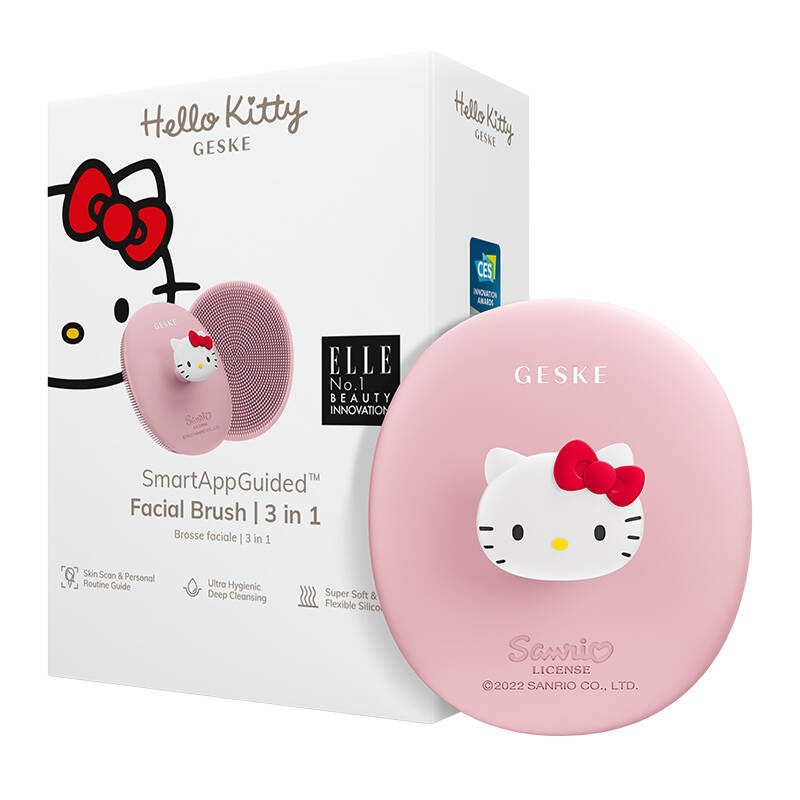 Četkica za čišćenje lica 3in1 s ručkom Geske s aplikacijom (Hello Kitty Pink) (paket od 5 komada)
