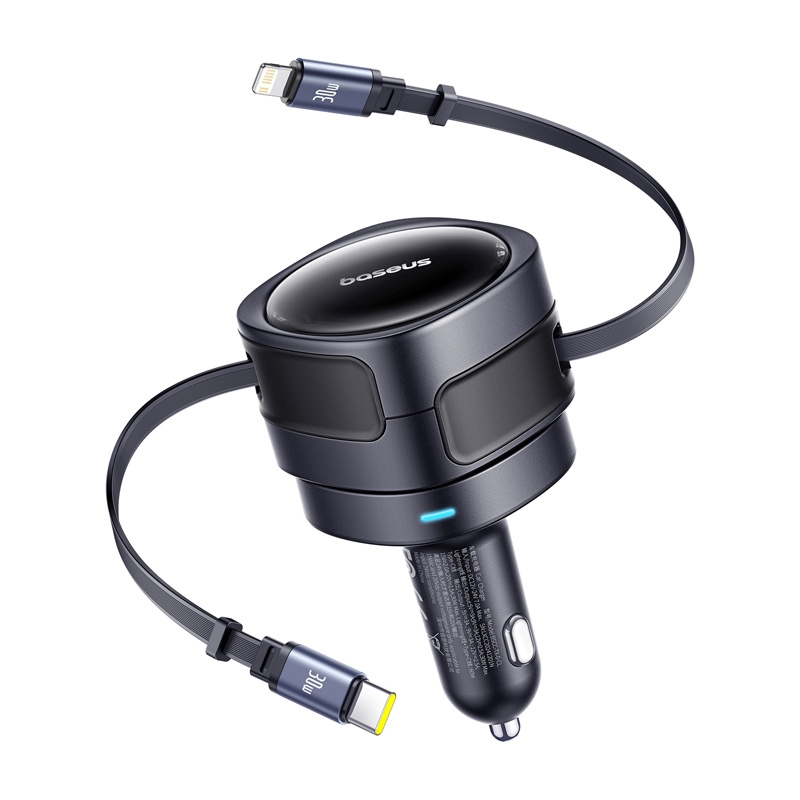 Baseus uživanje max punjača automobila s USB-C+Lightning Cables 60W crni
