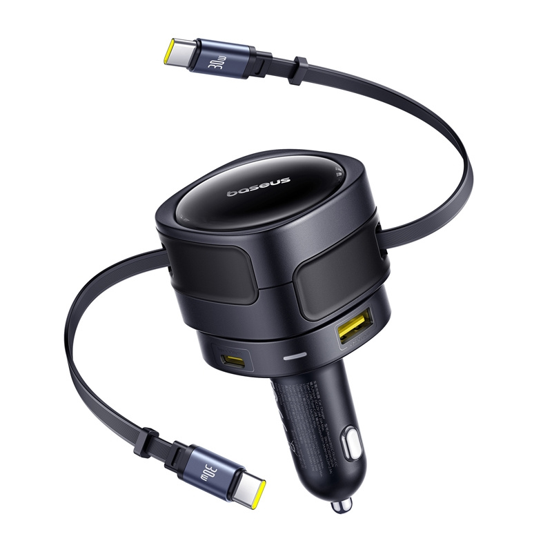 Baseus uživanje Max punjača automobila s USB-C+USB-C kablovima i USB-A+USB-C portovima 90W crni