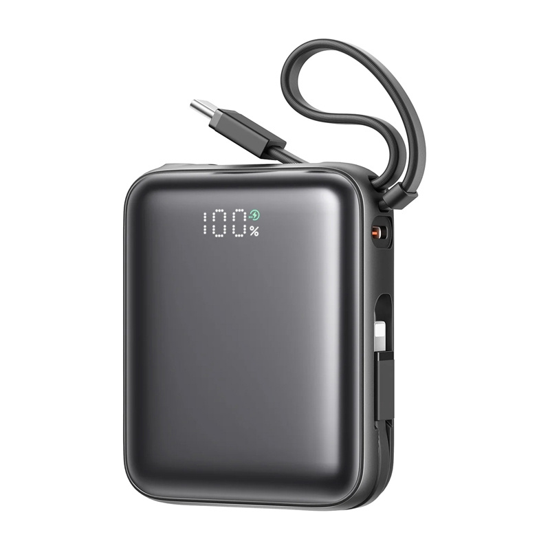 Joyroom Mini Powerbank JR-PBF27 22.5W s dvostrukim kabelom 10000mAh (crni)