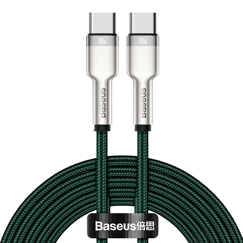 Kabel USB-C na USB-C Baseus Cafule, 100W, 2m (zeleni) (paket od 5 komada)