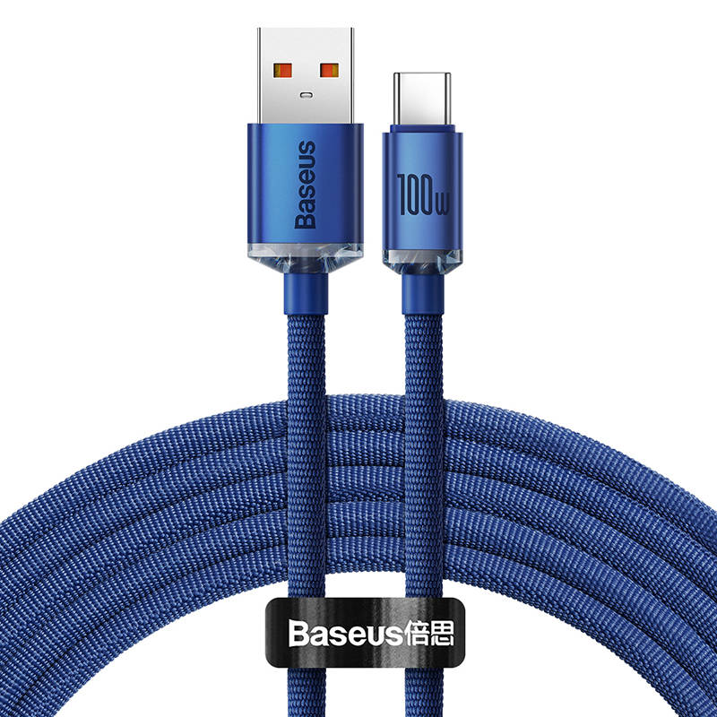 Baseus Crystal Shine kabel USB na USB-C, 5A100W1.2m (plavi) (paket od 5 komada)