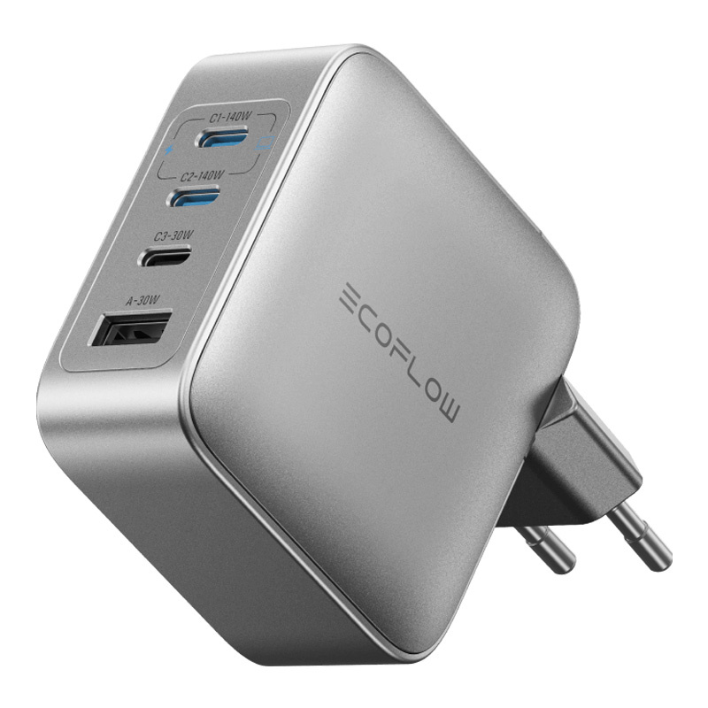 Ecoflow Rapid Pro 140W Mains Charger, 3xUSB-C, 1xUSB-A, GAN