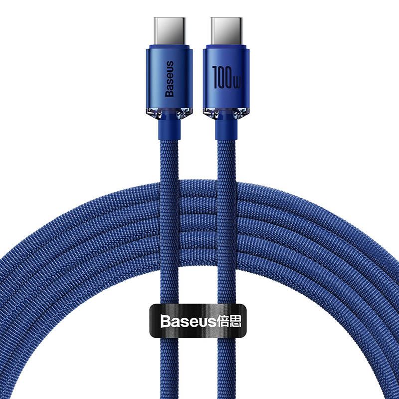 Baseus Crystal Shine kabel USB-C na USB-C, 100 W, 1,2 m (plavi) (paket od 5 komada)