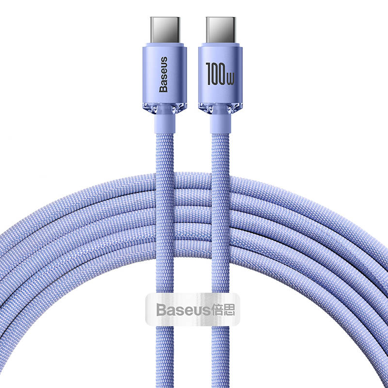 Baseus Crystal Shine kabel USB-C na USB-C, 100 W, 1,2 m (ljubičasti) (paket od 5 komada)