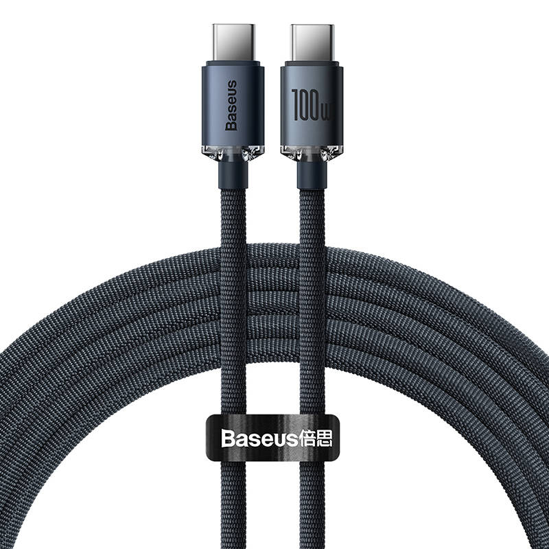 Baseus Crystal Shine kabel USB-C na USB-C, 100W, 2m (crni) (paket od 5 komada)