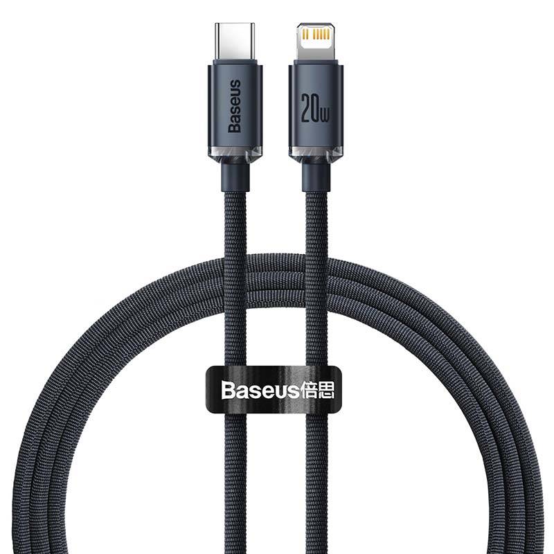 Baseus Crystal kabel USB-C na Lightning, 20W, PD, 1,2 m (crni) (paket od 5 komada)