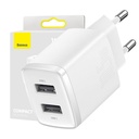 Kompaktni brzi punjač Baseus, 2x USB, 10,5 W (bijeli) (paket od 5 komada)