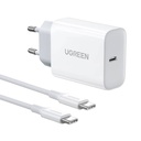 Zidni punjač UGREEN USB-C, 30W + USB-C kabel (bijeli)