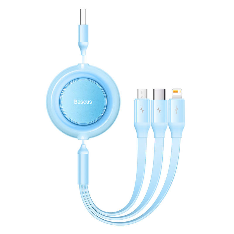 Baseus Bright Mirror 2, USB 3-u-1 kabel za mikro USB / USB-C / Lightning 3.5A 1.1m (Nebesko plava)