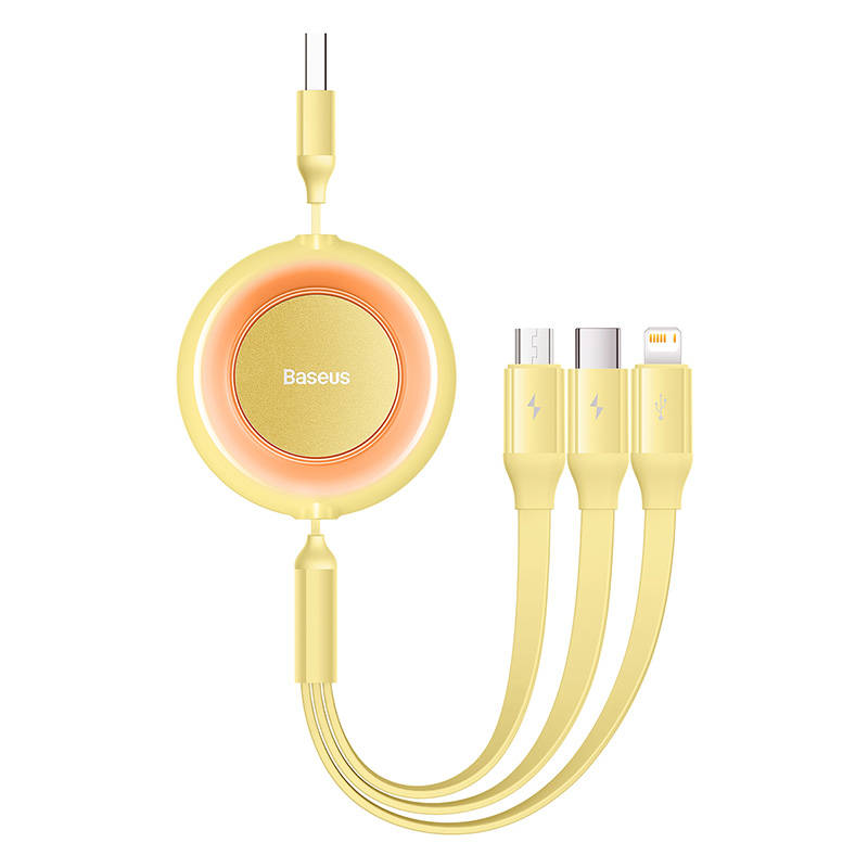 Baseus Bright Mirror 2, USB 3-u-1 kabel za mikro USB / USB-C / Lightning 3.5A 1.1m (žuti)