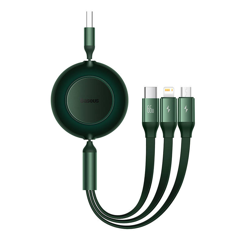 Baseus Bright Mirror 3, USB 3-u-1 kabel za mikro USB / USB-C / Lightning 66W / 2A 1.1m (zeleni)