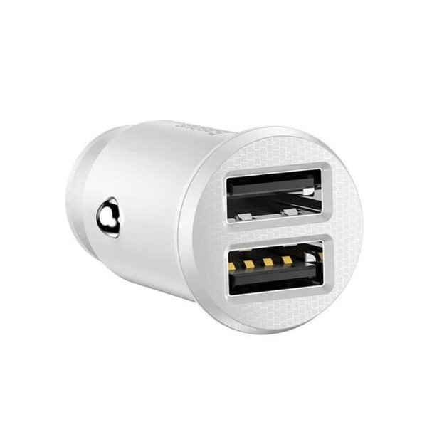 Baseus Grain auto punjač 2x USB 5V 3.1A (bijeli) (paket od 5 komada)